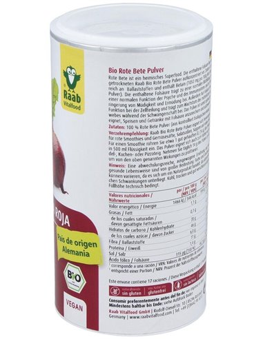 Remolacha Roja Polvo 250Gr. Bio Sg Vegan de Raab Vitalfood