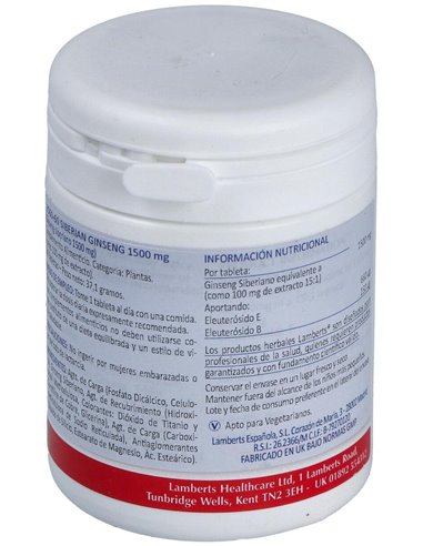 Ginseng Siberiano 1500 mg 60 Tabs. de Lamberts