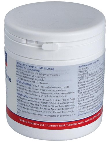 Vitamina C 1500 mg + Bioflavonoides Time Release 120 Tabs. de Lamberts