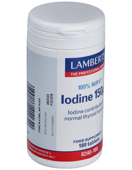 Yodo 150 µg (Como yoduro de potasio) 180 Tabs. de Lamberts