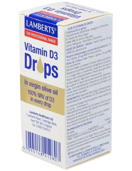 Vitamina D3 líquida 20 ml / 600 gotas 20 ml de Lamberts