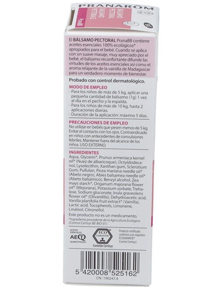 Pranabb Balsamo Pectoral Respiracion Facil 40Gr de Pranarom P.Acabado