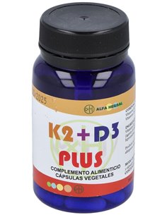 K2+D3 Plus 60Vcap. Vegan de Alfa Herbal