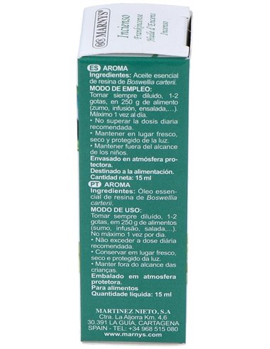 Incienso Aceite Esencial Alimentario 15Ml. de Marnys