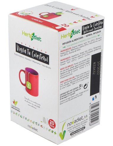 Herbodiet Vigila Tu Colesterol Envase de 20 bolsitas filtro de 1,5 g. de Novadiet