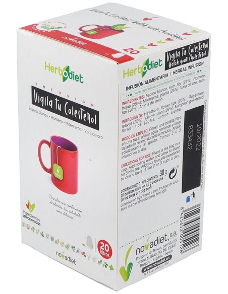 Herbodiet Vigila Tu Colesterol Envase de 20 bolsitas filtro de 1,5 g. de Novadiet