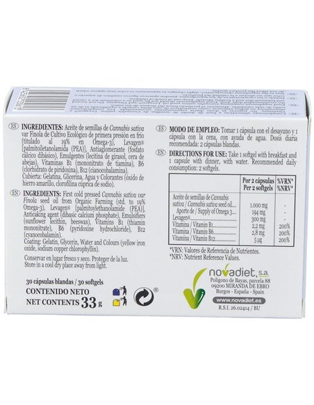 Cannalges Envase de 30 cápsulas blandas. de Novadiet