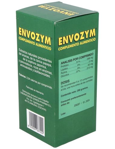 Envozym  Complemento Alimenticio  500 Comp. de Goresi-Pharma
