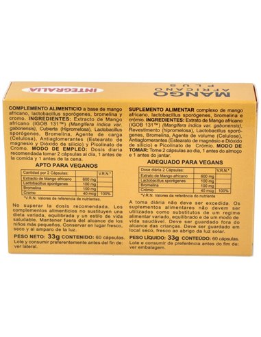 Mango Africano Plus 60Cap. de Integralia