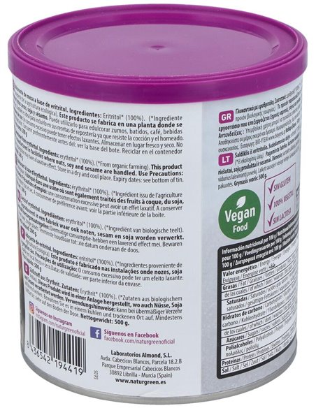 Eritritol Endulzante 500Gr. Bio de Naturgreen