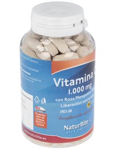Vitamina C 1000mg+Rosa Mosqueta 20mg+Bioflav.,180 de NaturBite