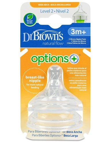 Tetina Options B/Ancha Sili Redon N2 +3M 2Un de Dr. Brown´S