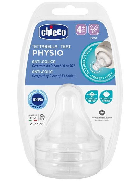 Tetina Physio 4M+ Fl.Medio Sili 2Ud de Chicco