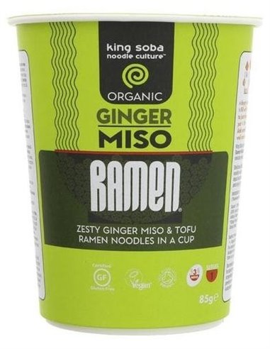 Vaso Sopa Ramen Miso-Jengibre 85Gr. Bio Sg de King Soba