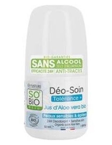 Desodorante Tolerancia 24H Aloe Roll-On 50Ml. de So´Bio Etic