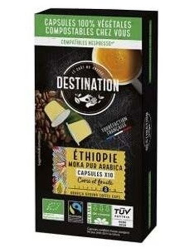 Cafe Moka Pur Arabica Ethiopia 10Capsulas Cafe Bio de Destination