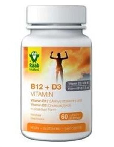 Vitamina B12/D3 sabor frutas del bosque compr. 1,5g, bote 60ud de Raab Vitalfood