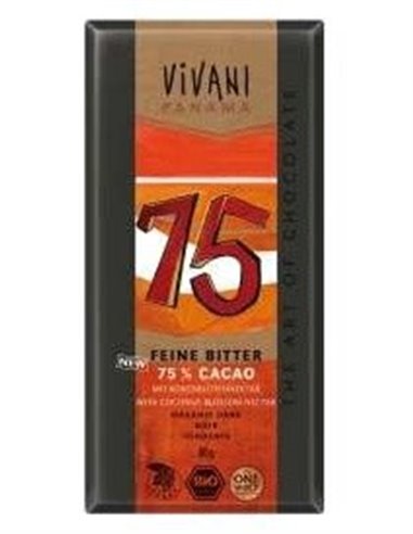 Chocolate Fino Negro 75% Cacao  de Vivani