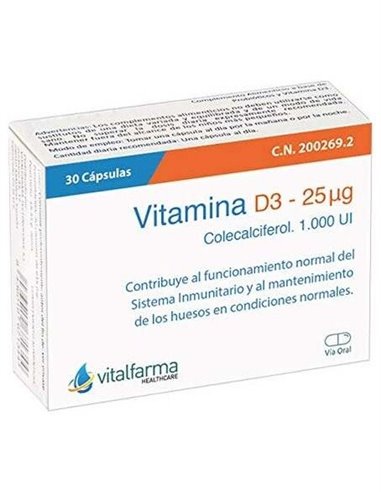Vitamina D3 25Mcg. (1000Ui) 30Cap. de Vitalfarma