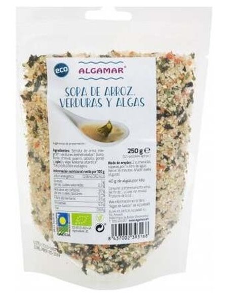 Sopa De Arroz, Verduras Y Algas Bio 250 g  de Algamar