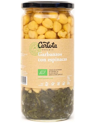 Garbanzos Con Espinacas 720Gr. Eco  Sg de Carlota Organic