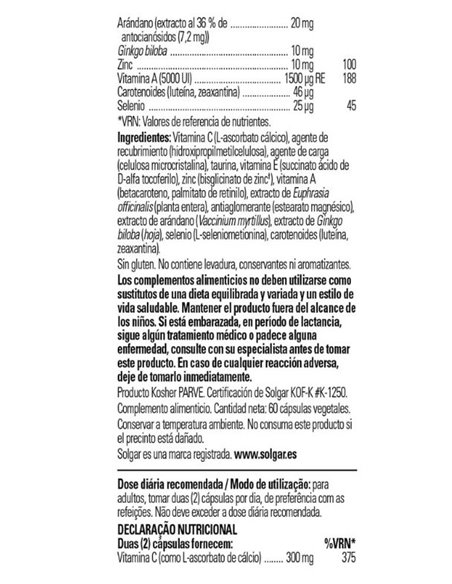 Bilberry Ginkgo Eyebright 60Cap. de Solgar