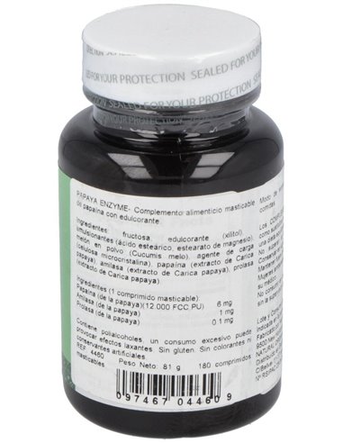 Papaya Enzime 180Comp. Masticable de Natures Plus
