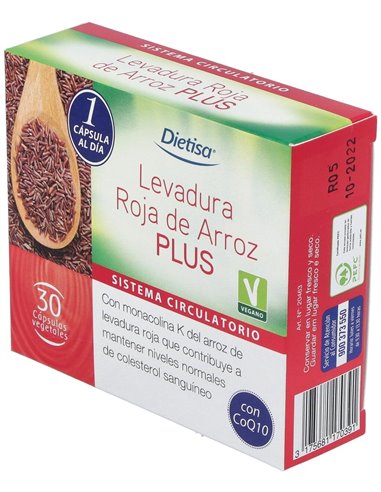 Levadura Roja De Arroz Plus  30 Cápsulas  Envase 30 Cápsulas(30 Días) de Dielisa®