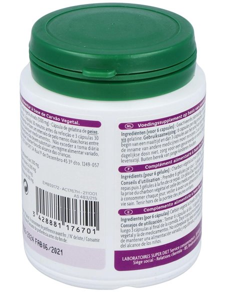 Carbon Vegetal Activado 150Cap. Agbio de Superdiet