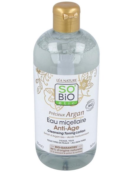 Agua Micelar Antiedad Hialuronico-Argan 500Ml. Bio de So´Bio Etic