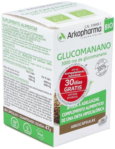 Glucomanano 80Arkocapsulas. Bio de Arkopharma