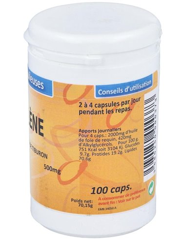Aceite De Higado De Tiburon 500Mg. 100Cap. de Euro Sante