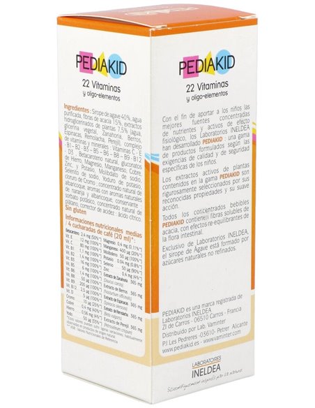 Pediakid 22 Vitaminas-Oligoelementos Jarabe 125Ml. de Ineldea
