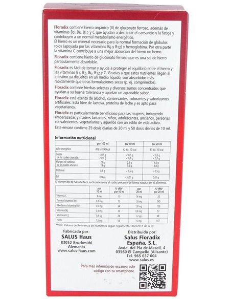 Floradix Hierro 500Ml Salus de Salus