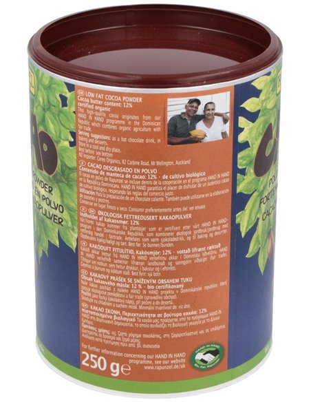Cacao Desgrasado Polvo 250Gr. Bio S/A Vegan de Rapunzel