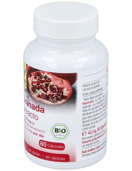 Granada bio 80 cápsulas, 530mg de Raab Vitalfood