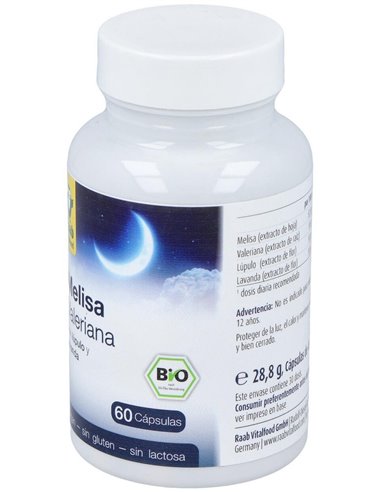 Melisa Valeriana con lupulo y lavanda cápsulas 480mg, bote 60ud de Raab Vitalfood