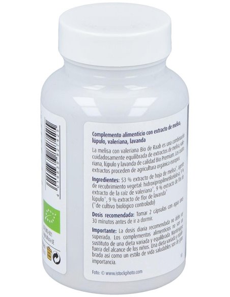 Melisa Valeriana con lupulo y lavanda cápsulas 480mg, bote 60ud de Raab Vitalfood