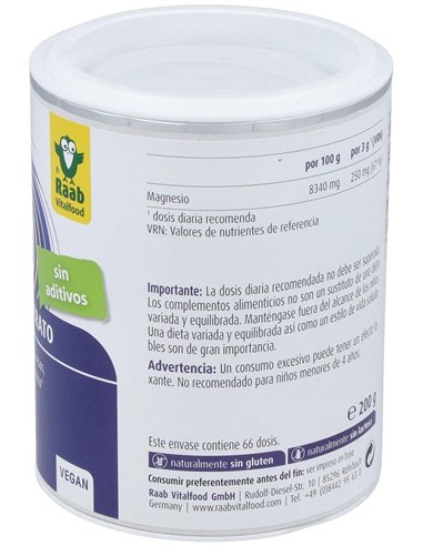 Magnesio citrato polvo, 200g de Raab Vitalfood