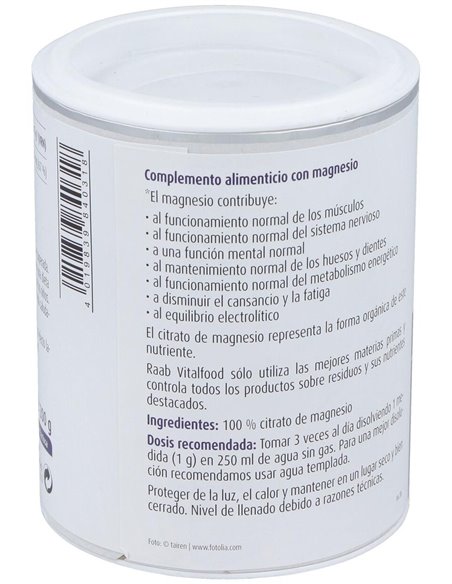 Magnesio citrato polvo, 200g de Raab Vitalfood