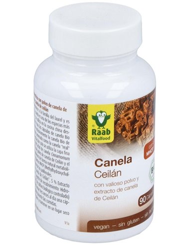 Canela Ceilán extracto, cápsulas 450mg, bote 90ud de Raab Vitalfood