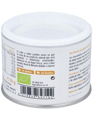 Cúrcuma bebida polvo Golden Latte, 70g de Raab Vitalfood