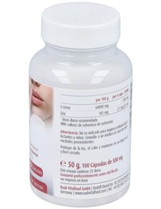 L-Lisina con zinc cápsulas 480mg, bote 100 und. de Raab Vitalfood 2