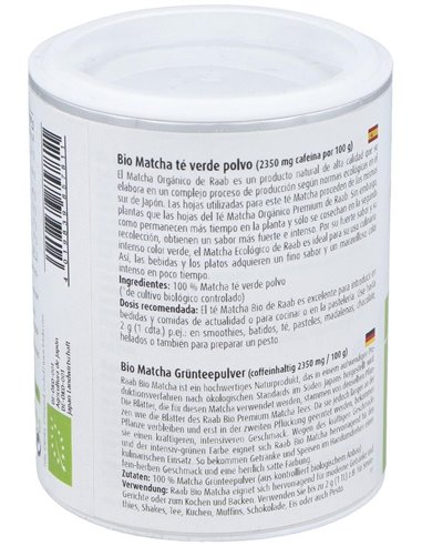 Matcha Te Verde Basic Polvo 100Gr. Bio Sg Vegan de Raab Vitalfood