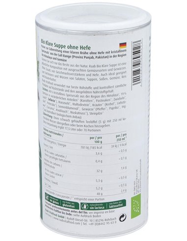 Caldo de verduras sin levadura bio, 350g de Raab Vitalfood