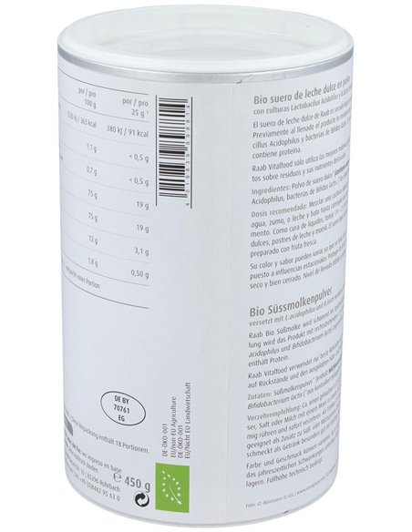 Suero De Leche Dulce Natural Polvo 450Gr. Bio Sg de Raab Vitalfood