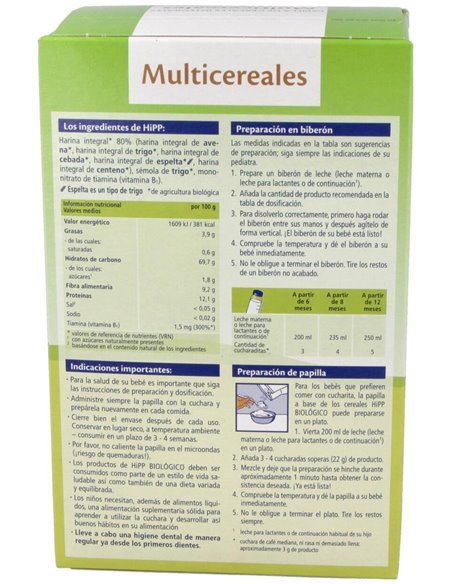 Papilla Multicereales 6Meses 400Gr. Bio S/A de Hipp