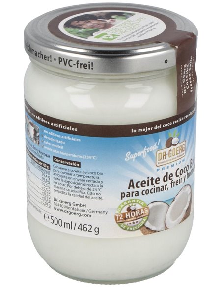 Aceite De Coco Premium Para Cocinar 500Ml. Bio de Dr. Goerg