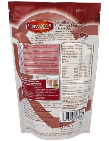 Semillas De Lino Chia, Manza, Canela Molidas 200G de Linwoods