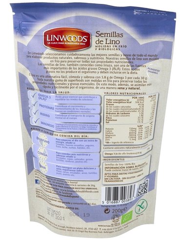 Semillas de Lino Molido Bio 200 g de Linwoods